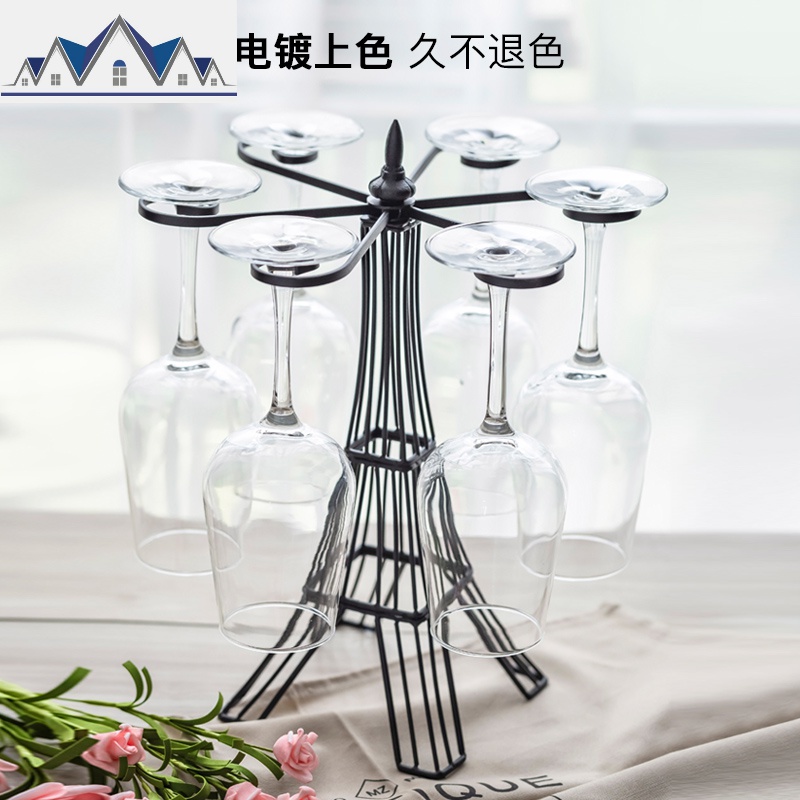 创意欧式红酒架酒杯架倒挂摆件高脚杯架酒杯架子酒柜装饰家用 三维工匠收纳层架高清大图