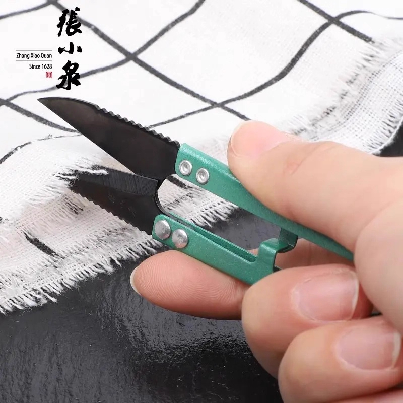 张小泉纱剪U型弹簧剪刀十字绣裁缝纫布剪子家用剪线头小剪刀8138高清大图