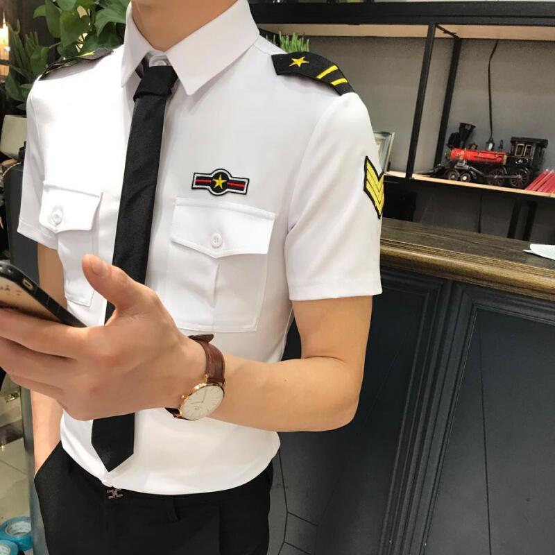 作男士修身短袖衬衫潮
