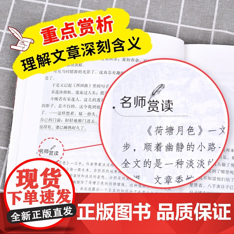 朱自清散文精选 名师讲解版 中小学生课外阅读书 无障碍阅读+导读+考点 中小学生课外阅读书高清大图