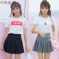 2018a字裙高腰半身裙女伞裙软妹百褶裙学生短裙子夏学院风白色自带安全裤