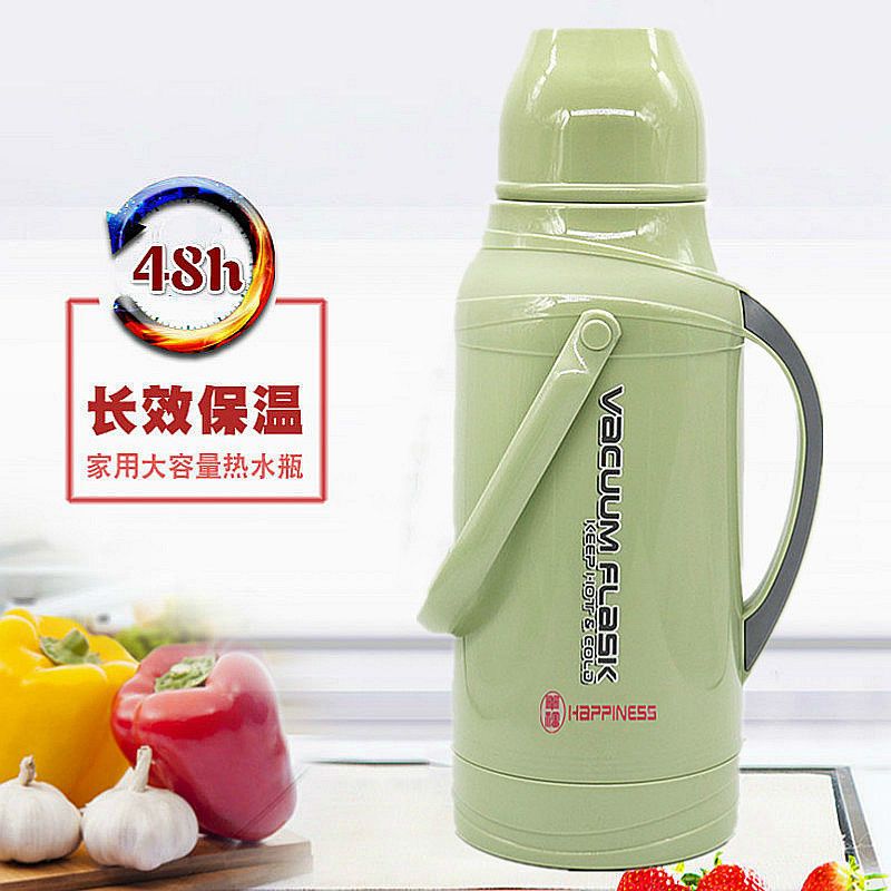 热水瓶家用塑料暖壶大容量保温壶玻璃内胆开水瓶学生用保温瓶大号 [特惠款]2.0L颜色随机发 整套(外壳+内胆+瓶塞)