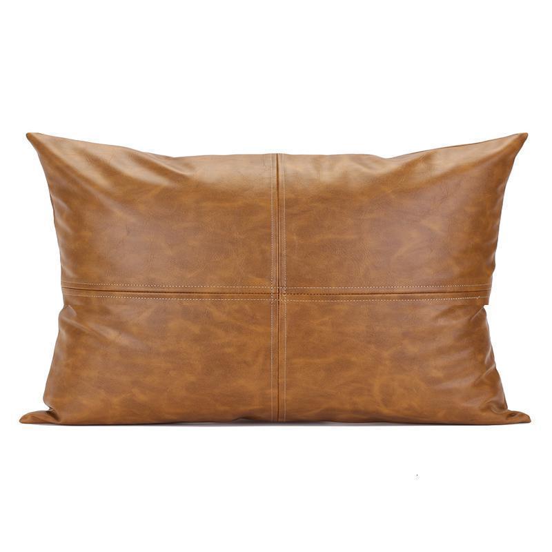 家柏饰(CORATED)北欧抱枕客厅现代皮沙发皮靠枕简约轻奢仿质靠垫定制 桔黄拼接腰枕/30X50cm 外套+枕芯