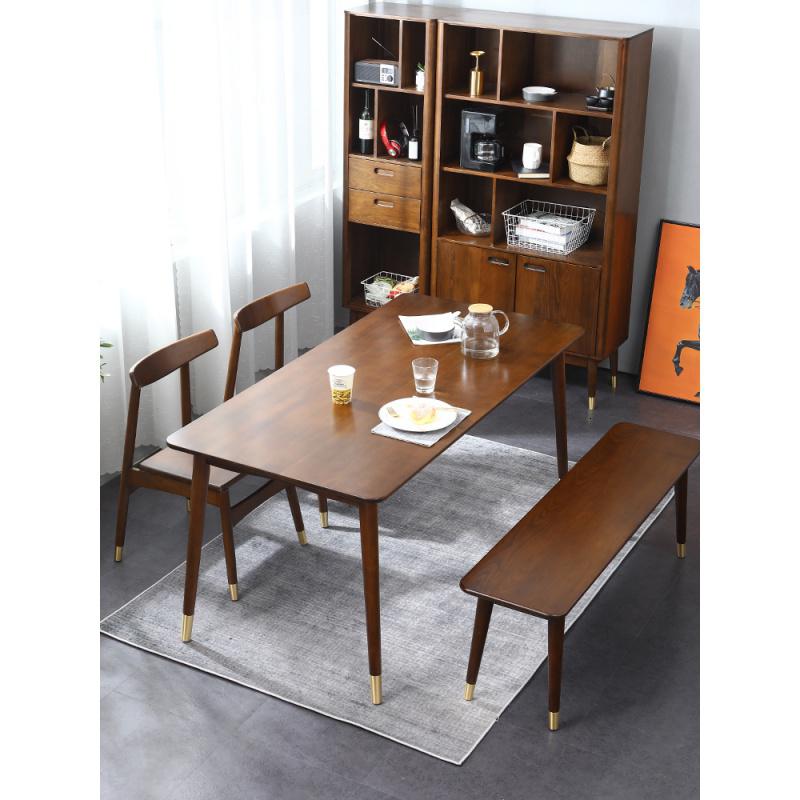 BONJEAN北欧餐桌黑胡桃木色全实木餐桌椅组合长方形日式现代家用小户型高清大图