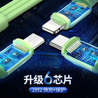 邻家-一拖三液态硅胶数据线-紫色1.5米 低温快充 液态软胶 66W超级快充 三合一手机数据线 不开胶不开裂(1)