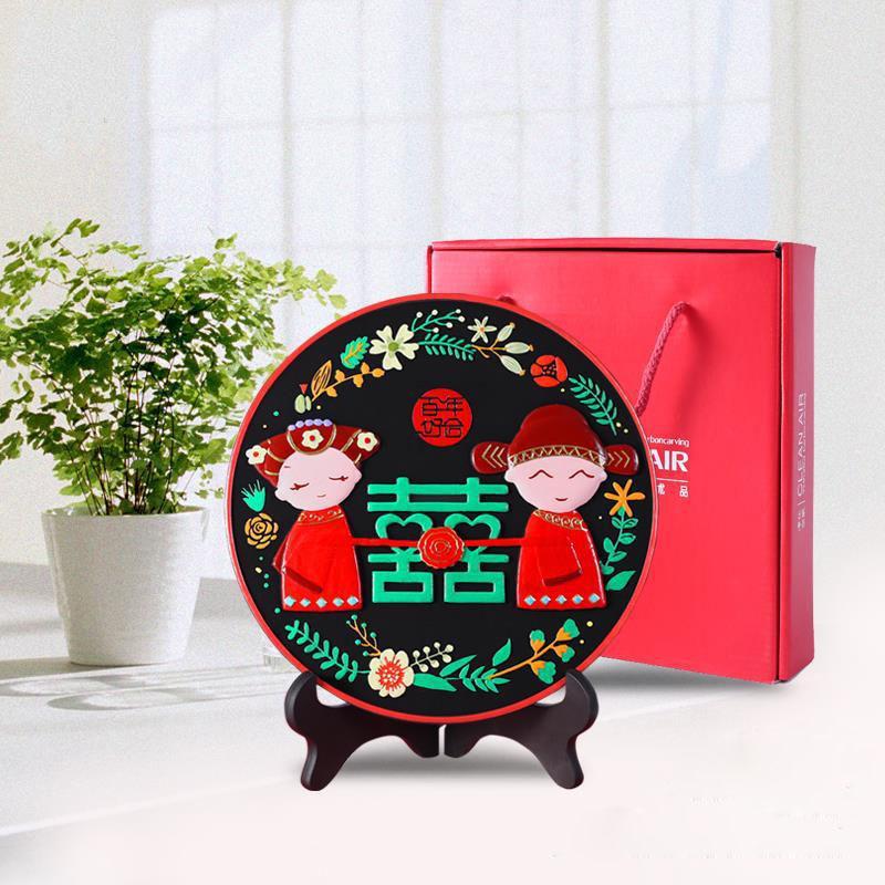 情人节 送女友情侣纪念品 结婚 创意新婚礼品 活性炭摆件-百年好合囍