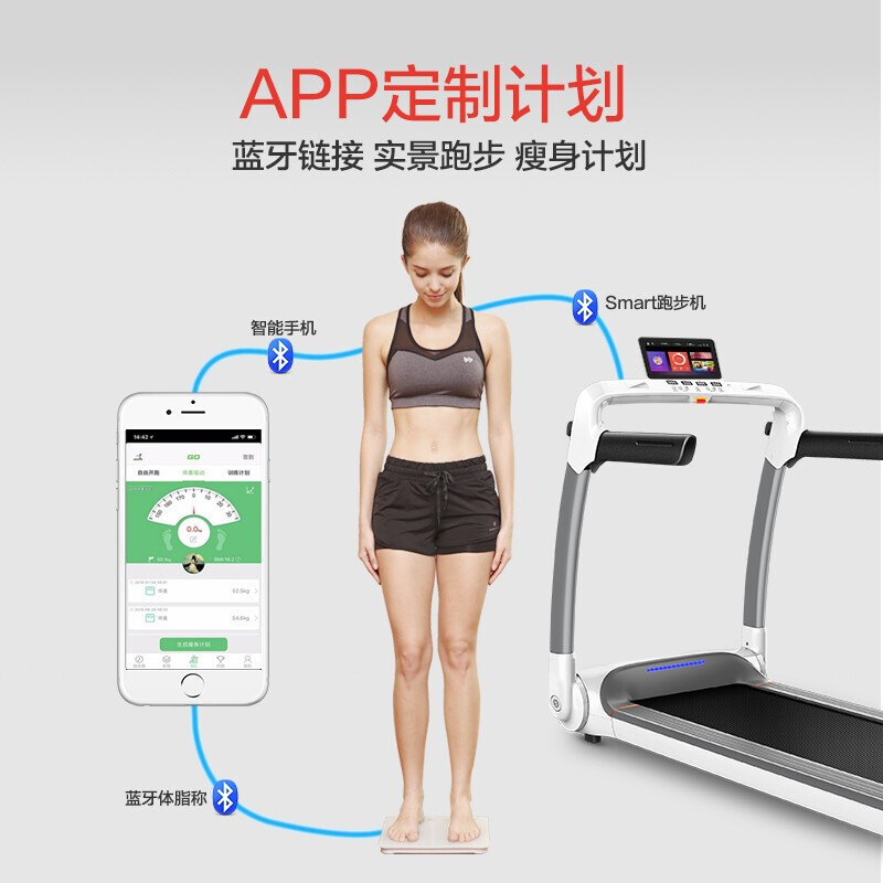 亿健YIJIAN家用跑步机硅油 AI智能语音控制静音折叠室内健身器材smart