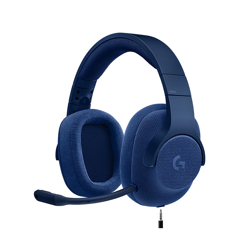 罗技(Logitech) G433 7.1 头戴式有线耳机 自定义环绕声效吃鸡游戏降噪耳机麦克风 时尚舒适便携-蓝色