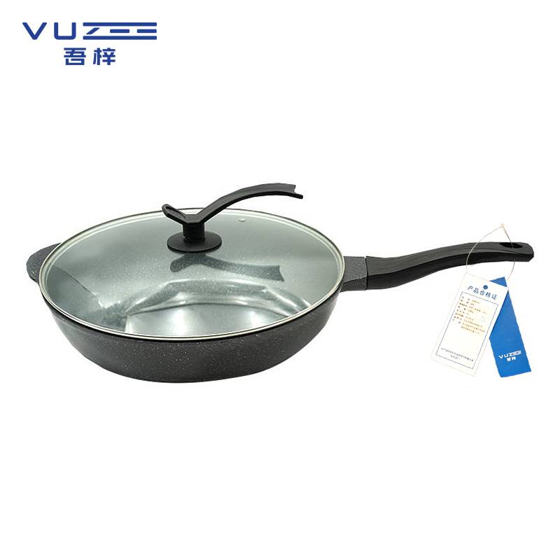 吾梓 家用 炒锅 黑色(玻璃盖)32cm /个高清大图