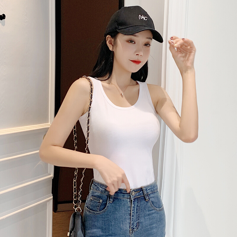 波迷娜(BOMINA)吊带背心女夏季性感外穿百搭显瘦小吊带潮吊带背心女2021新款棉黑色韩版修身百搭休闲内搭春夏性感上衣