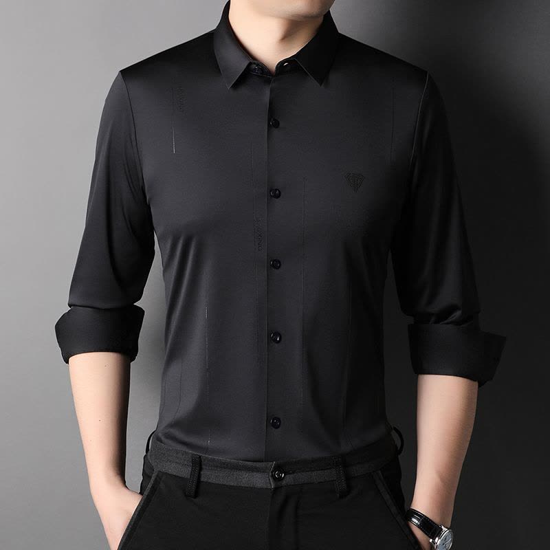 恒源祥2022年新款无痕免烫长袖衬衫男装商务休闲中年男士衬衣服春季薄款图片