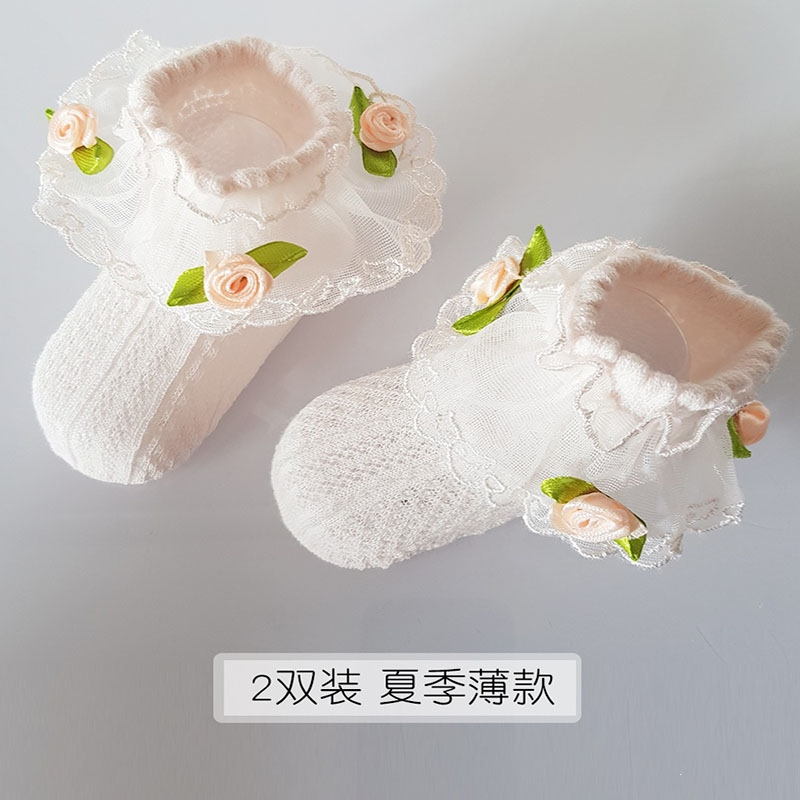 智扣春夏薄款婴儿宝宝袜6-12个月1234岁网眼透气高弹蕾丝花边公主