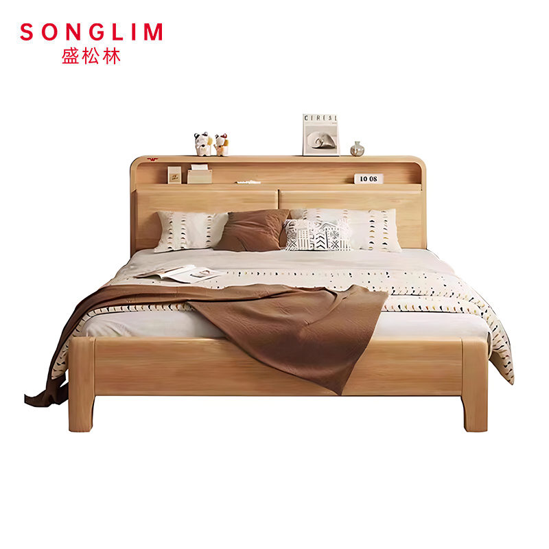 SONGLIM 盛松林 单人床 1.5米框架款原木色 张