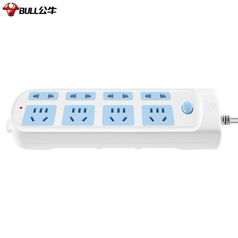 公牛 GN-610 3米总控四联电源插座 蓝白(单位:个)