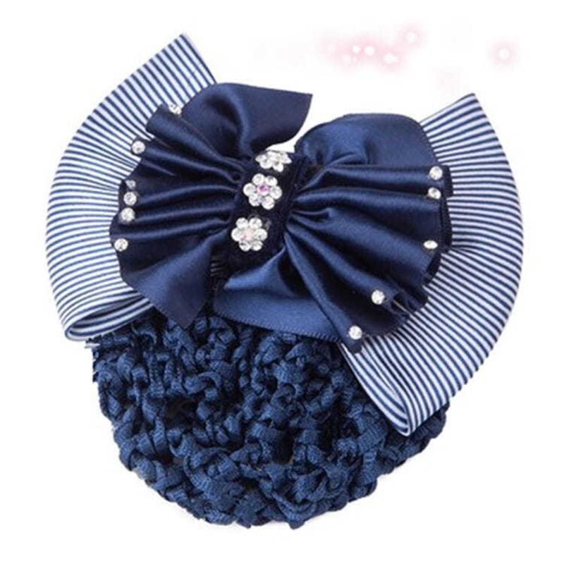 职业头花发饰酒店空姐移动银行护士餐饮工作专用蝴蝶结网兜发套梅花蓝