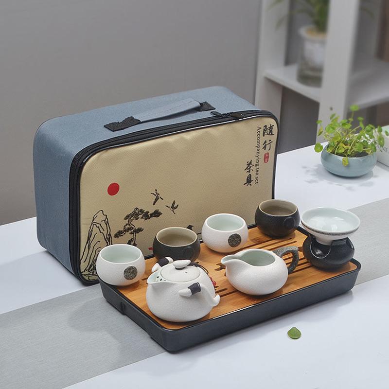白瓷陶瓷功夫茶具小套装家用整套客厅办公实木茶盘大茶台茶壶茶杯 企鹅四杯+中茶白