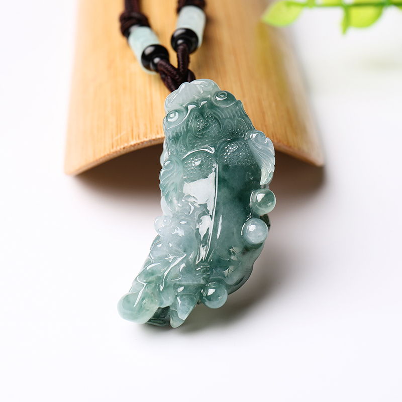 印象眸翡翠貔貅玉吊坠飘花翡翠皮休瑞兽玉石挂件附送证书