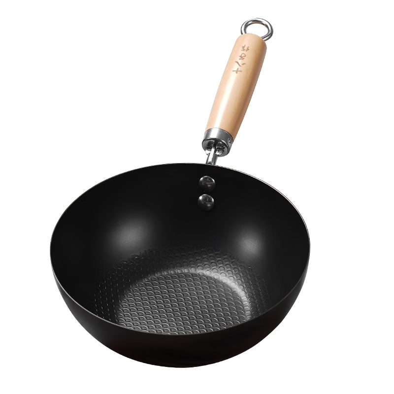 十八子作精铁爆炒锅不粘锅无涂层平底煎锅匠心龙鳞防锈铁锅炒菜锅 0涂层小丫头炒锅 20cm高清大图
