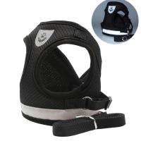 小型犬牵引绳胸背带狗绳斗牛泰迪比熊柯基狗链 黑色 XS(1-3斤)