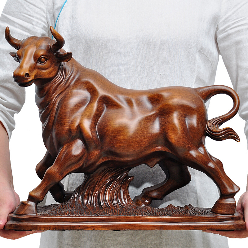 礼品乔迁开业牛摆件新中式创意家居装饰客厅玄关树脂12生肖工艺品