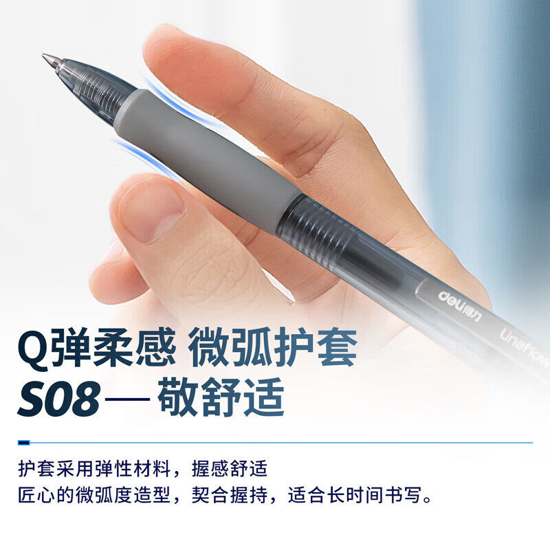 得力S08—12支黑色中性笔高清大图