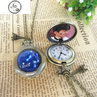 时尚复古翻盖男女士怀表DIY定制照片项链毛衣链生闺蜜日期 银色怀表（白羊座）