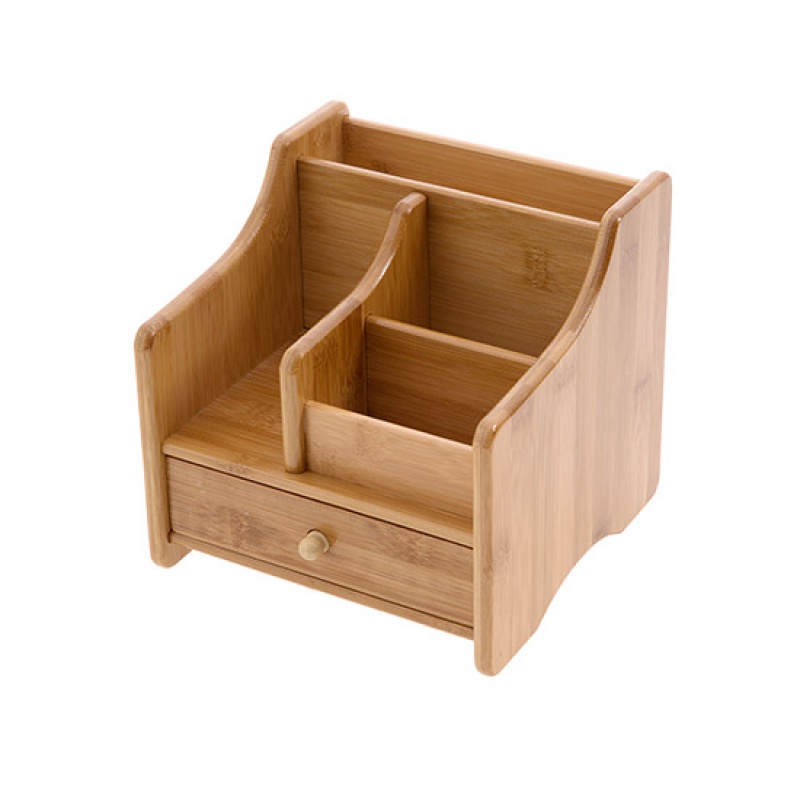 楠竹桌面遥控器收纳盒桌上纸巾盒客厅茶几化妆品文具置物架 中号收纳盒