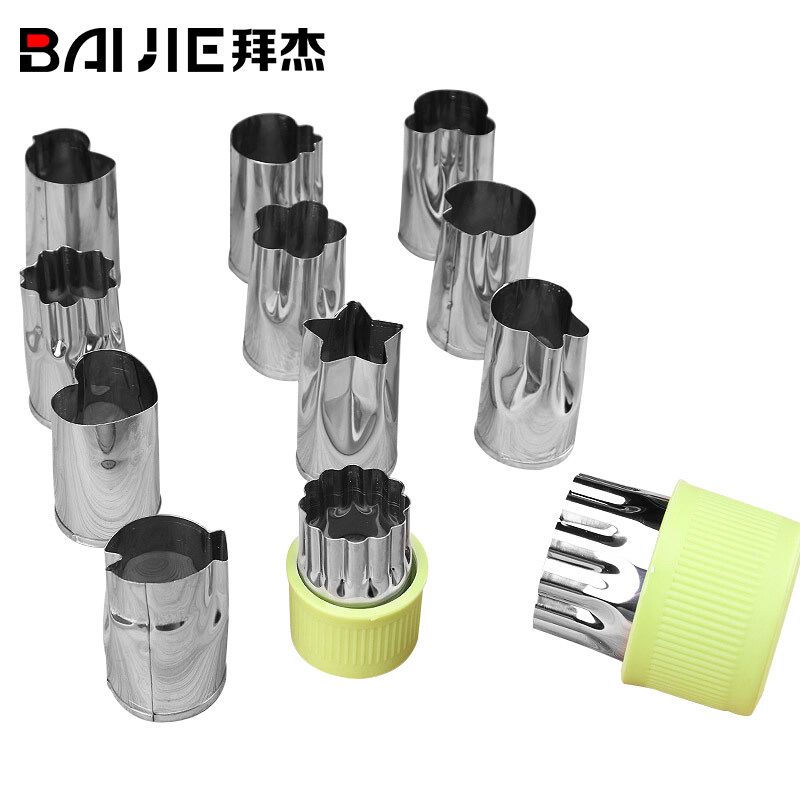 拜杰(Baijie)不锈钢烘焙饼干印花模具花型蔬菜水果切蝴蝶面12件套