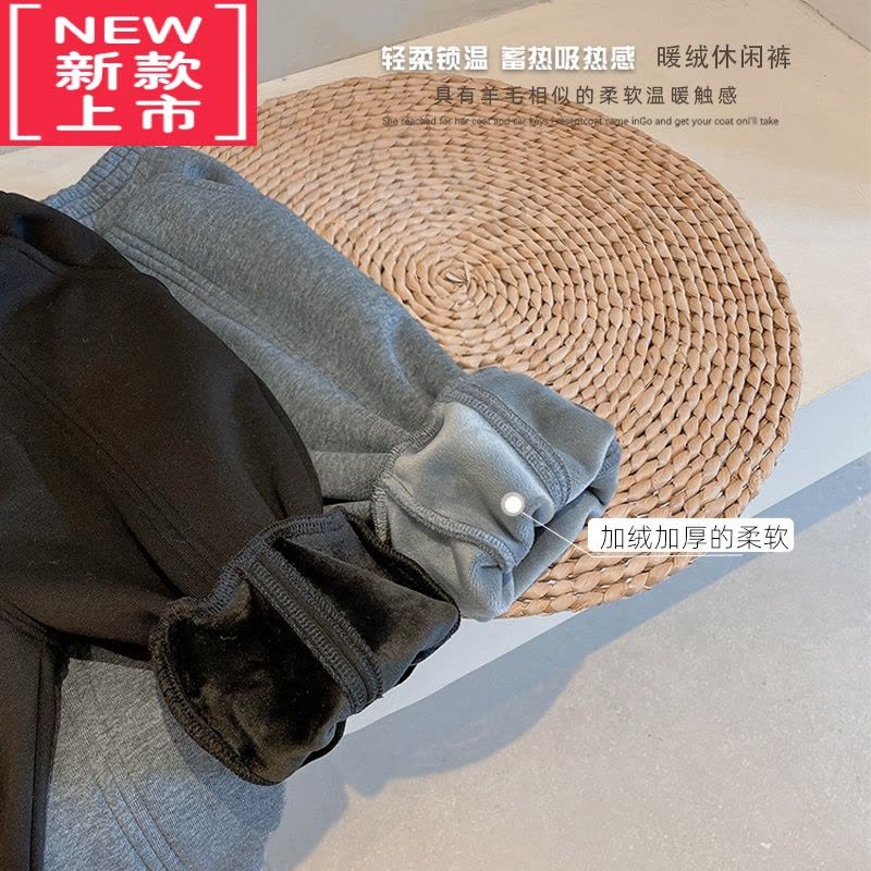 可莉允宝宝加绒加厚休闲裤2022冬装新款男童保暖运动裤童装中小童长裤子保暖裤图片
