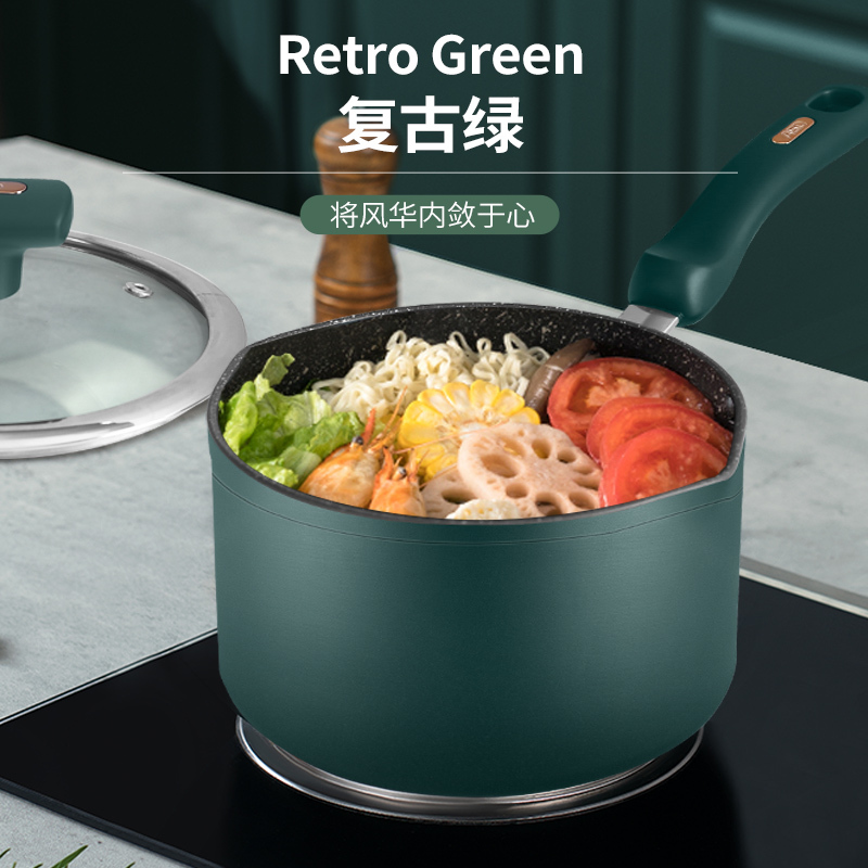 爱仕达麦饭石小奶锅不粘锅家用宝宝辅食锅婴儿锅汤锅电磁炉泡面锅 22CM晶石不粘汤锅