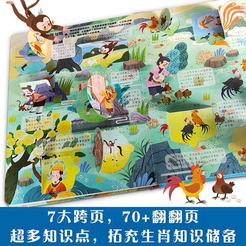 大中国文化翻翻书全4册 [正版]全4册 大中国文化翻翻书山海经我们的姓氏十二生肖大3-4-5-6岁小学一年级孩子幼儿园宝高清大图