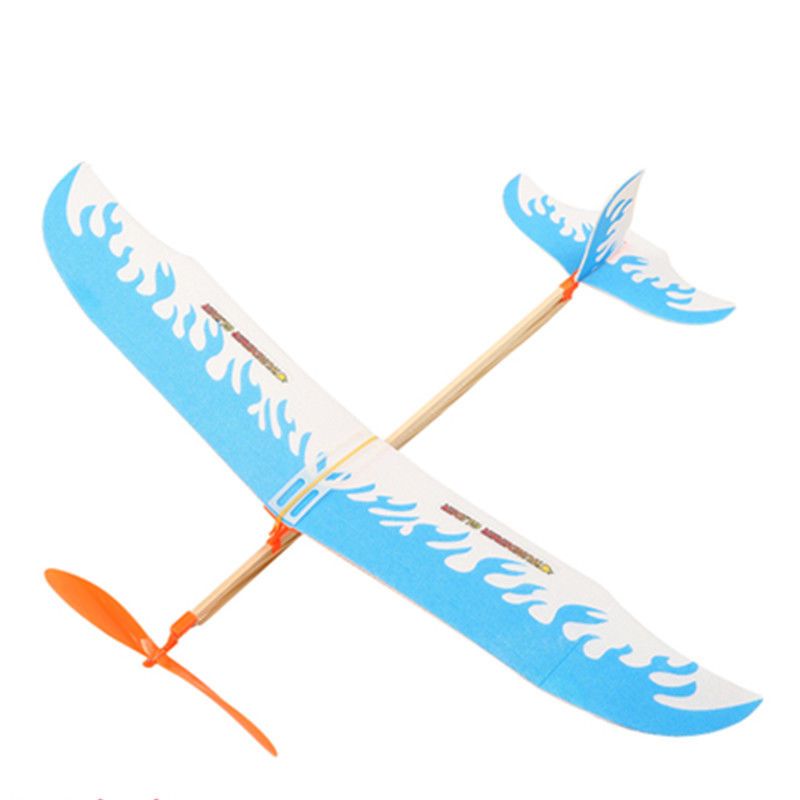 单翼雷神雷鸟橡皮筋动力飞机模型飞机航模双翼飞机diy拼装蓝色1个