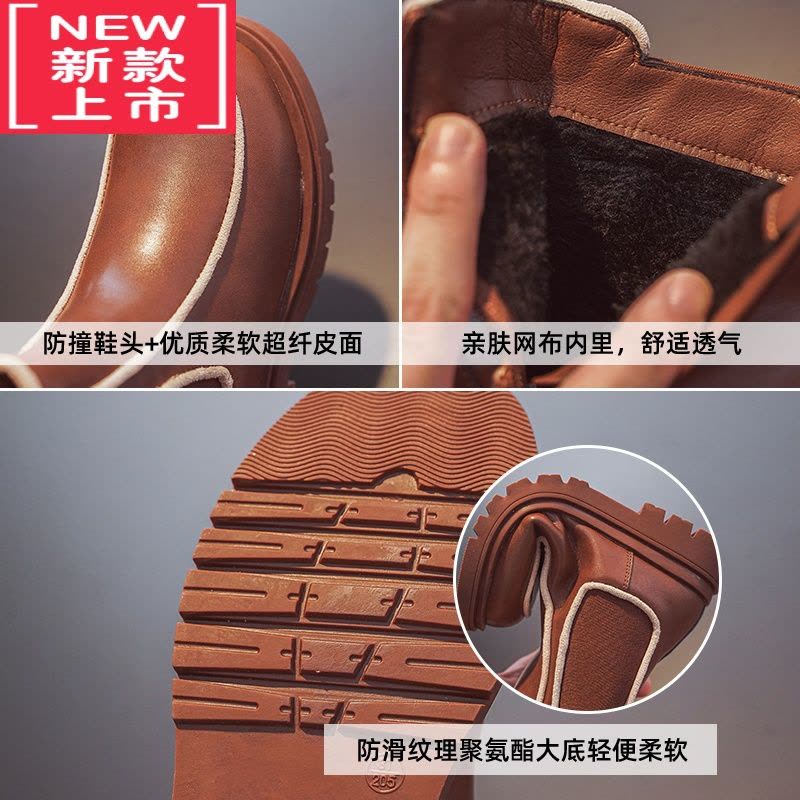 可莉允女童靴子2022秋冬季新款马丁靴儿童皮靴加绒靴子女孩短靴公主单靴图片