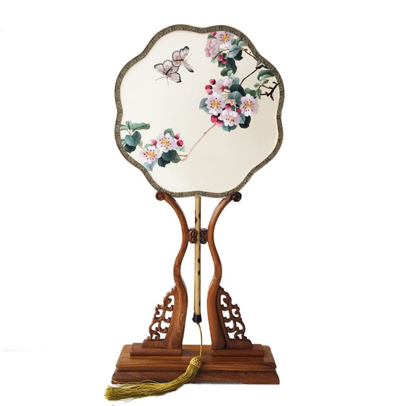 苏绣团扇双面绣扇子纯手工刺绣摆件湘妃竹苏州特产中国风外事礼品