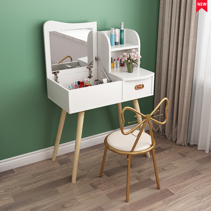 闪电客翻盖梳妆台书桌一体隐形翻转镜子可隐折叠化妆桌简约卧室化妆台