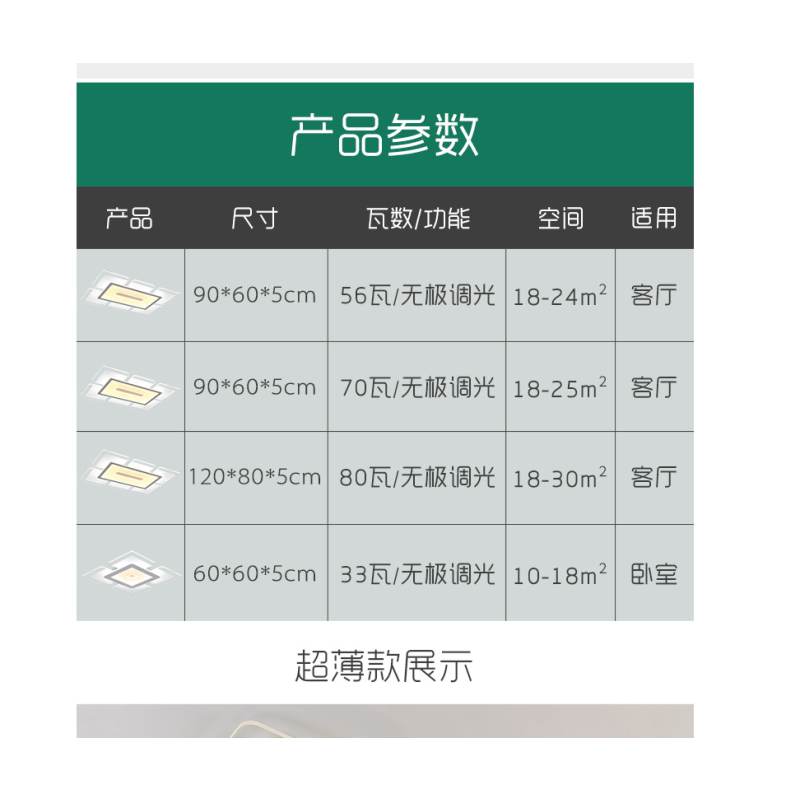 雷士LSCBWJ80DJ照明超薄吸顶灯 后现代简约卧室灯 遥控无极调光餐厅客厅灯 长方形80W遥控调光调色