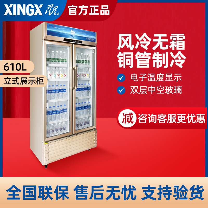 星星(XINGX)610升立式冷柜商用展示柜对开门饮料柜冰柜风冷无霜侧开门LSC-610WD高清大图