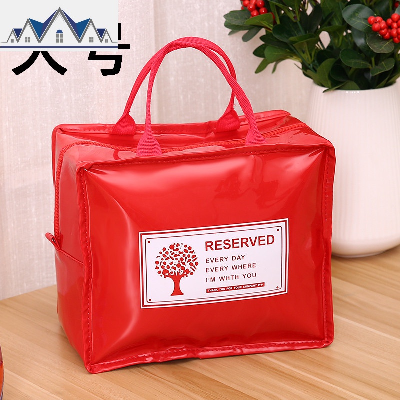 韩国旅行化妆品收纳包防水pu洗漱包可爱女化妆包大容量便携手提包_40_734 红色大号
