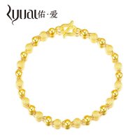 Ryual 黄金手链 足金转运珠女士手链黄金光珠钉沙手链计价款 女款送恋人女友 链长17.5cm