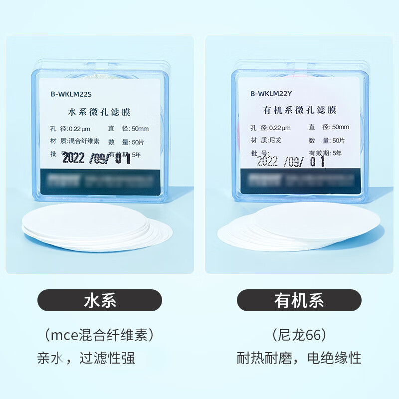 比克曼生物 微孔滤膜水系有机系MCE格栅膜一次性微量过滤混合滤膜器[水系]50*0.45μm50片 1盒