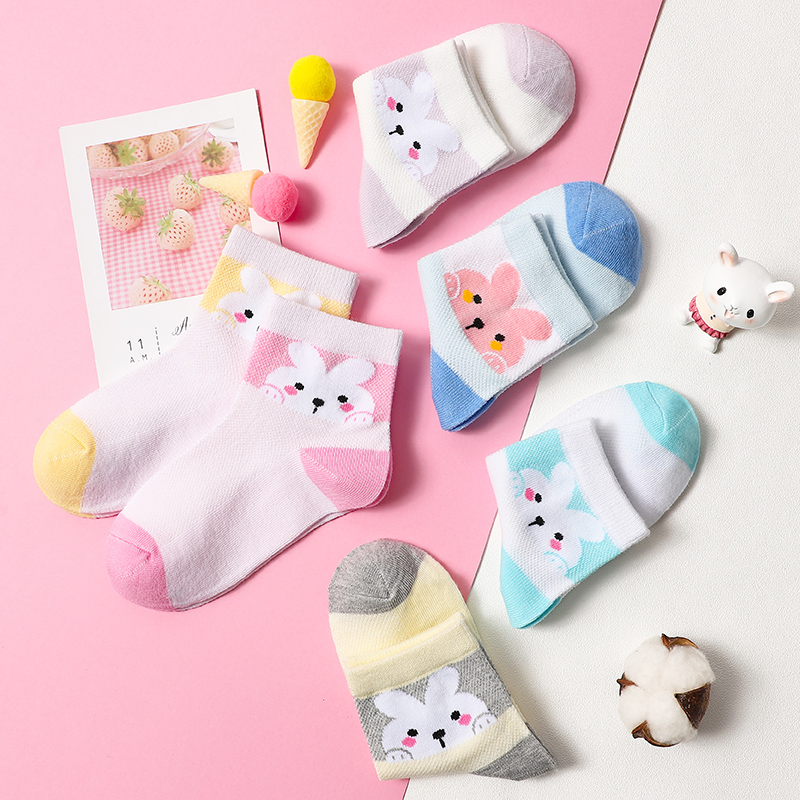 浪莎女童袜子儿童夏季薄款纯棉春秋款春夏网眼透气公主男童中筒袜_47高清大图