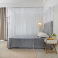 家用蚊帐支架1.8x2米双人床1.5米卧室老式2.2m帐纱杆子套装单_872 【适合】宽1.2米+长2.0米床 升级帐纱白色花边眉【蚊帐+加粗支架】