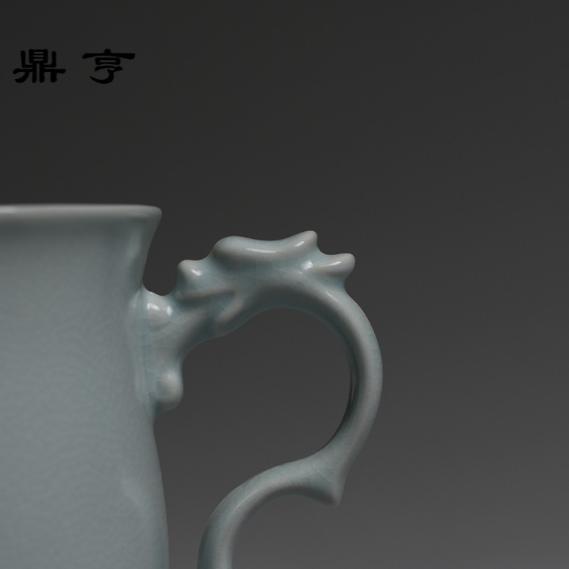 鼎亨汝窑天坛龙杯马克杯带盖陶瓷茶杯创意杯子大容量家用办公水杯