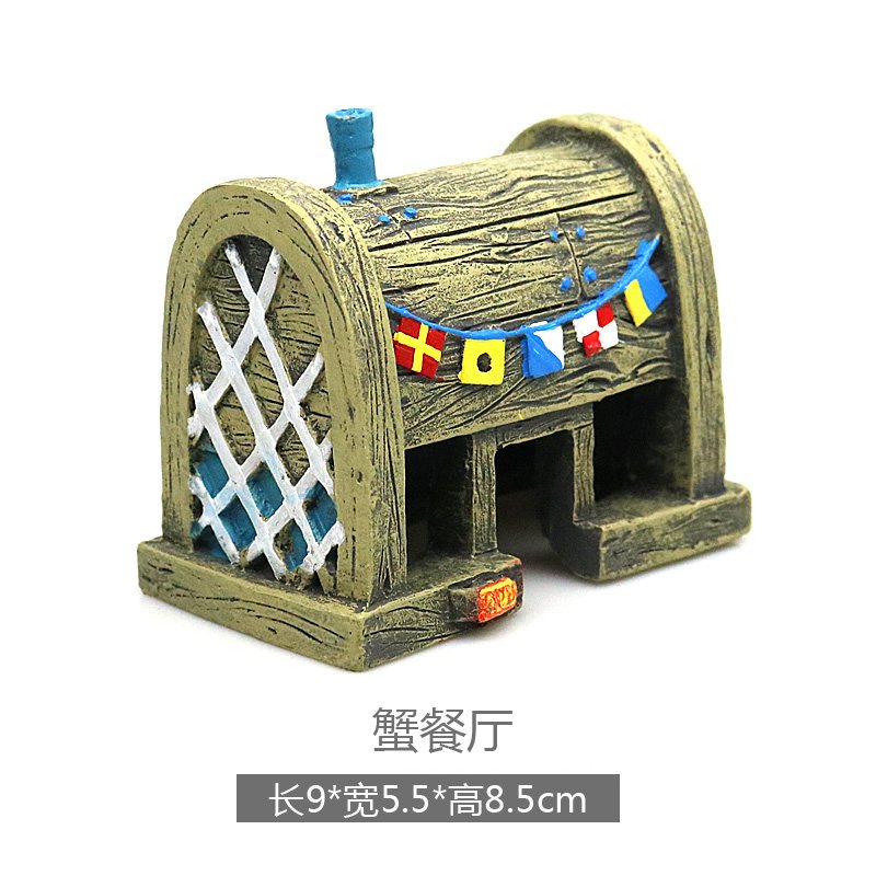 鱼缸造景装饰海绵宝宝公仔水族箱卡通树脂小摆件鱼虾躲避屋