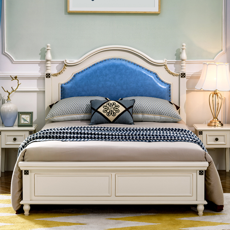 凯丽罗拉床美式床实木床皮床白色床简约美式单人床135米婚床15米木质