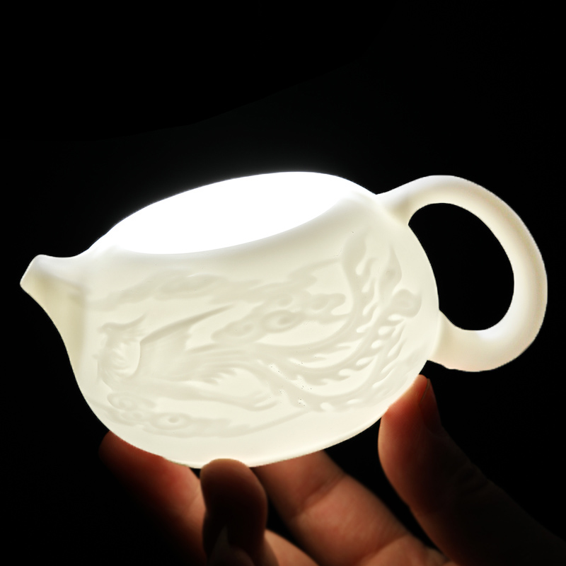 元青茶壶(MULTIPOTENT)羊脂玉中国白陶瓷功夫茶具泡茶壶单壶 龙凤壶210ml高清大图