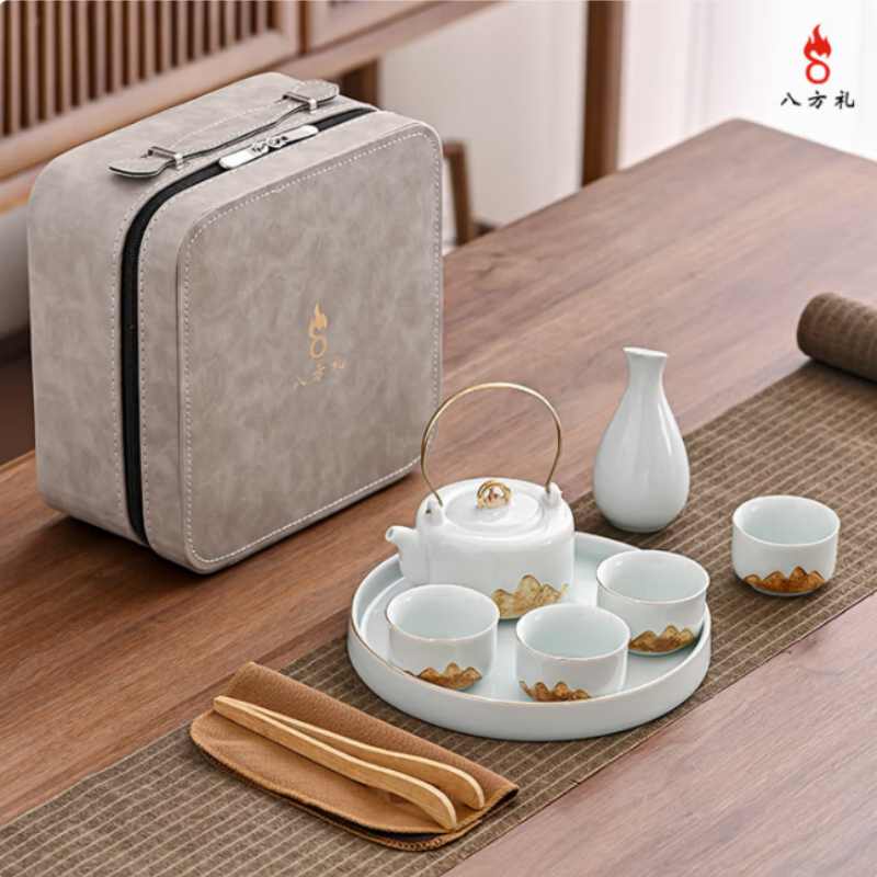 八方礼 江山提梁壶茶具套装影青 BFL2023-10