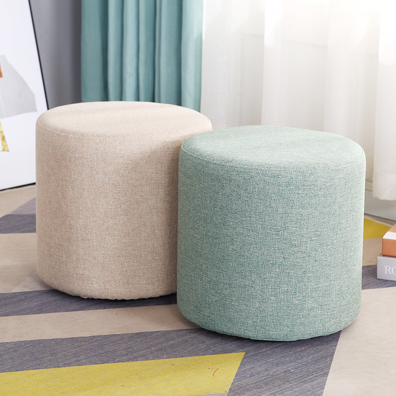 艺可恩布艺小凳子矮凳家用儿童圆凳时尚客厅沙发茶几凳创意墩子实木