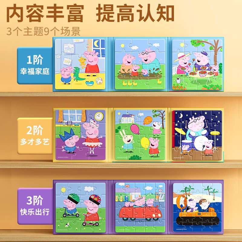 小猪佩奇磁力拼图3到6岁儿童磁吸1岁半宝宝早教益智2男孩女孩玩具