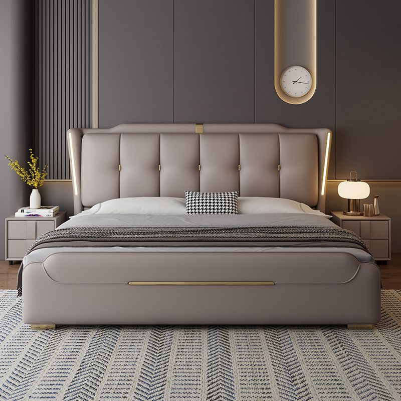 意式真皮床主卧室高端大气双人床轻奢现代简约储物床家用软包婚床高清大图